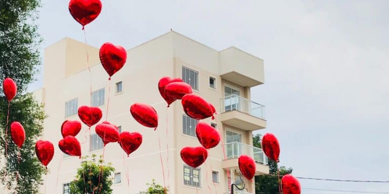 red heart shaped balloons